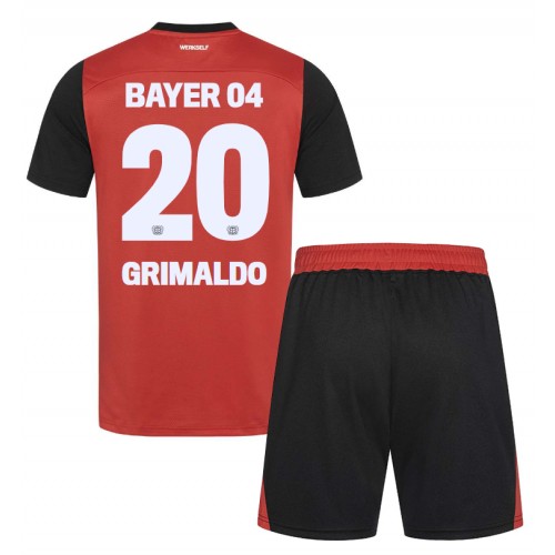 Otroški Nogometni dresi Bayer Leverkusen Alejandro Grimaldo #20 Domači 2024-25 Kratek Rokav (+ Kratke hlače)